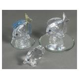 3 Swavorski crystal fish figurines