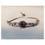 Sterling amethyst, diamonds and topaz bracelet