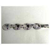 Vintage silver and amethyst link bracelet