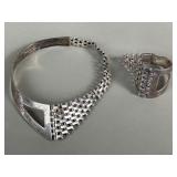 Art Deco-style sterling necklace & bracelet