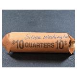Roll of 40 Washington silver quarter coins
