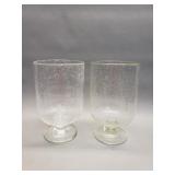 Pair of clear seated bubble glass hurricane