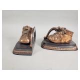 Pair of vintage copper baby shoes bookends