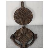 Antique iron Jotul Norway heart waffle maker