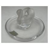 Vintage Lalique cygne frosted crystal trinket dish