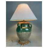 Antique French confit pot table lamp