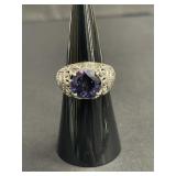 Sterling silver ring with purple cz