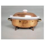 Vintage oval copper casserole serving dish