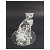 Swarovski crystal cougar on a round mirror base