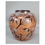 enamel on brass floral vase