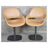 Pair of Zanotta Italian leather swivel chairs