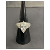 Sterling silver marquise-cut CZ ring