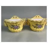 Pair of vintage French hand-painted ceramic wall