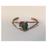 Sterling and malachite cuff bracelet
