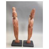 Pair of carved wood Sawasdee greeter figurines