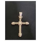 Silver tisted rope style cross pendant
