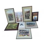 Large lot of framed horse prints