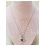 Sterling dancing sapphire & diamond necklace