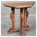 Antique carved walnut side table