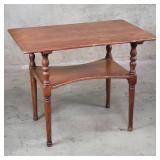 Antique fruitwood tiered end table
