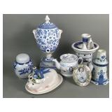 Porcelain vases, candleholder, teapot, etc.