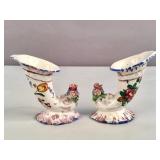 Pair of Italian ceramic cornucopia bud
