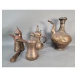 Vintage brass Islamic coffee pots