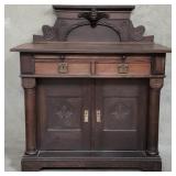 Antique hand carved oak sideboard