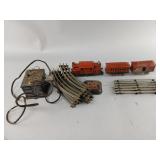 Vintage Tin Train Set with Tracks and Transformer