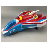 Red and Blue Spaceship Toy With Retractable Bay