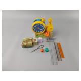 Big Bird Clock and Assorted Desk Items