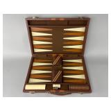 Brown Leather Backgammon Set Case
