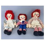 Three Raggedy Ann and Andy Dolls