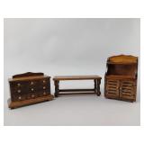 Three Wooden Dollhouse Furniture Pieces
