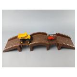Toy Dump Truck and Vehicle on Bridge Playset