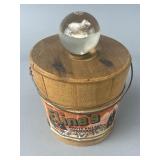 Wooden Bucket With Marbles and Lion Globe