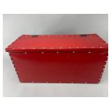 Red Hinged Storage Box with Studded Design