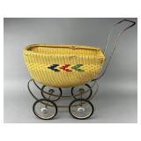 Vintage South Bend Toy Wicker Doll Stroller