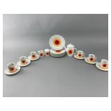 Porcelain Coffee Set with Sunflower Motif