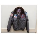 Menï¿½s Leather Aviator Jacket with Patches