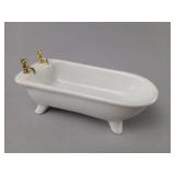 Miniature Ceramic Bathtub with Brass Taps