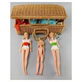 Dolls with Wicker Basket and Accessories