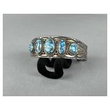 Handmade Silver Spiderweb Turquoise Cuff Bracelet