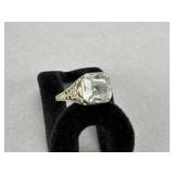 14K WG Ladies Cubic Zircon Vintage Style Ring