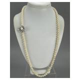 Strand of Pearls w/14K White Gold Diamond Clasp