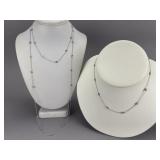 14K White Gold 24 Round Diamonds Station Necklace