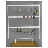 Silver Tone Beaded Rhinestone Charms & Earrings