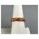 18K YG Hidalgo Peach/Apricot Enamel Stackable Band