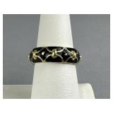Hidalgo 18K YG Black Enamel Scroll Stackable Ring