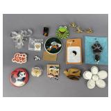 Novelty Pins and Brooches Like Kermit, Donald Duck